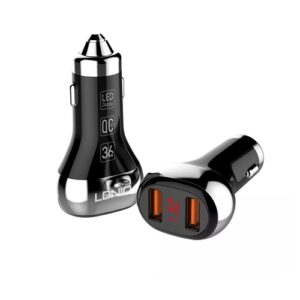 AUTO PUNJAČ 36W 2 U 1 LDNIO C2 BRZI QC 3.0 LED 2X USB + TIP C kabel
