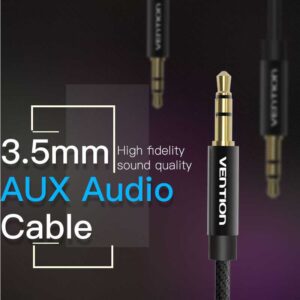 AUDIO KABEL 3.5 mm MUŠKI NA 3.5 mm MUŠKI VENTION 2 m PLETENI BAGBH CRNI - Slika 4