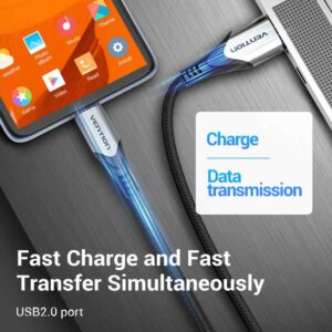USB KABEL MIKRO NA USB 3A VENTION 1 m COAHF ALU CRNI - Slika 3