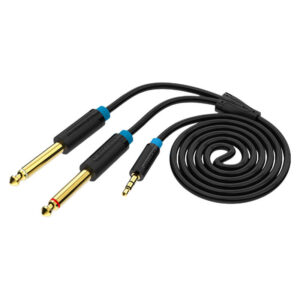 AUDIO KABEL 3.5 mm MUŠKI NA 2* 6.35 mm MUŠKI VENTION 0.5 m BACBD CRNI - Slika 3
