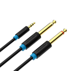 AUDIO KABEL 3.5 mm MUŠKI NA 2* 6.35 mm MUŠKI VENTION 0.5 m BACBD CRNI