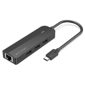 HUB TIP C MUŠKI NA 3* USB 2.0, ETHERNET RJ 45 I MIKRO VENTION 0.15 m TGOBB CRNI